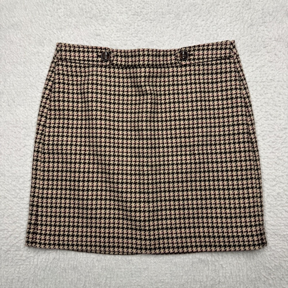 Ann Taylor Loft Pencil Knee Length Skirt Beige Wool Blend Women's Size 8 32x17.5